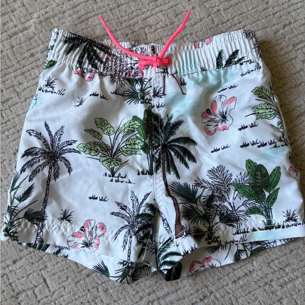Janie and Jack Floral Swim Shorts with Pink Accent infant boy 6-9 months